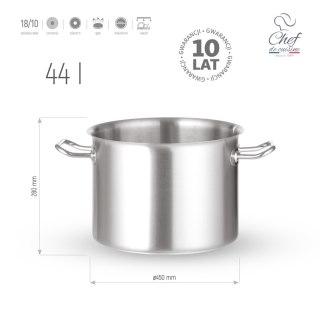 Garnek ze stali nierdzewnej wysoki 44l śr. 450x(H)280 mm Chef de Cuisine