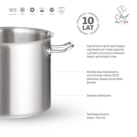 Garnek ze stali nierdzewnej wysoki king size 155l śr. 600x(H)550 mm Chef de Cuisine